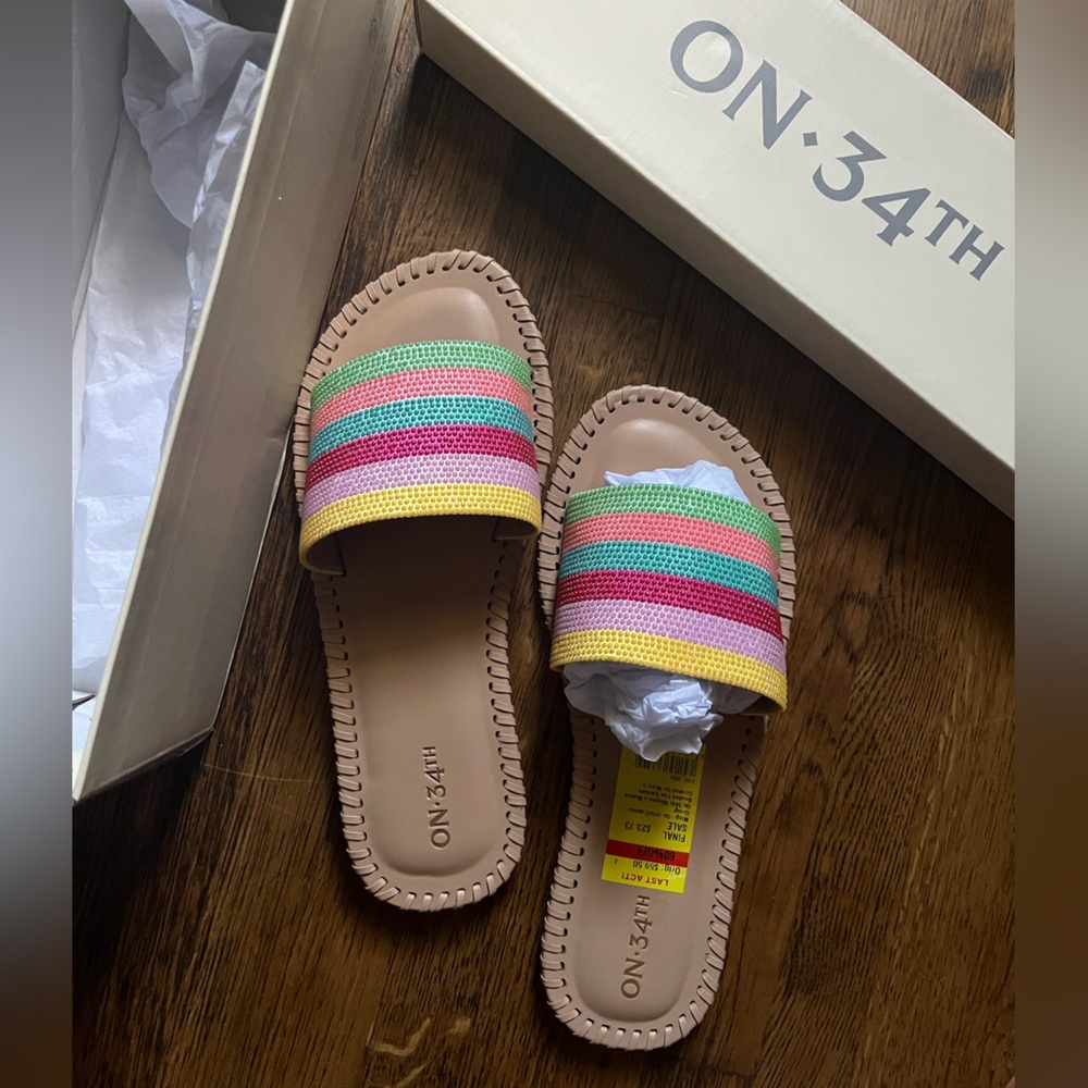 Rainbow Color Slide Sandals NIB